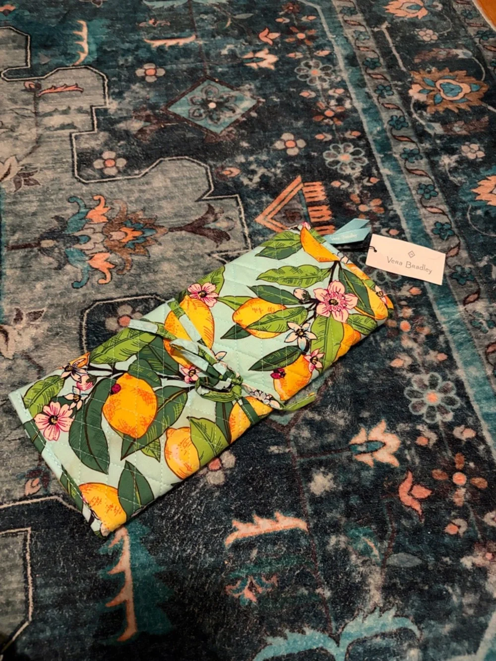 Vera Bradley Lemon Grove Quilted Curling/Flat Iron cover - Picture 1 of 6